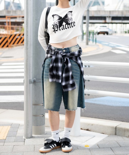 WEGO（ウィゴー）の「WEGO/バタフライプリントロンT（Tシャツ/カットソー・レディース・ブラック/ホワイト・FREE）」の11枚目の写真