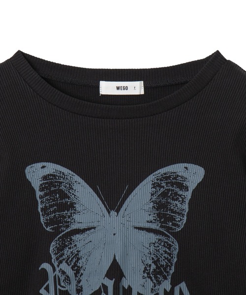 WEGO（ウィゴー）の「WEGO/バタフライプリントロンT（Tシャツ/カットソー・レディース・ブラック/ホワイト・FREE）」の16枚目の写真