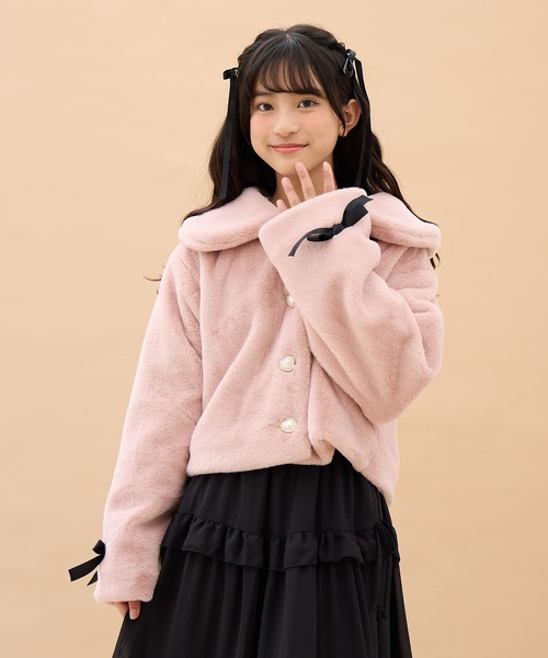 リボンフェイクファーブルゾン（130㎝～160㎝）（ブルゾン