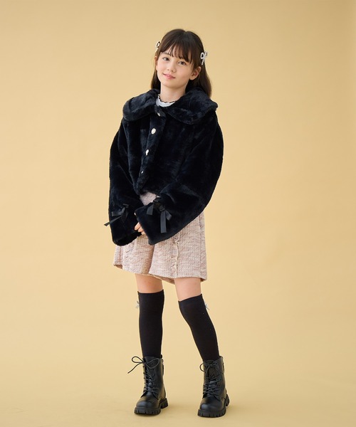 リボンフェイクファーブルゾン（130㎝～160㎝）（ブルゾン
