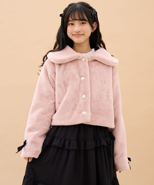 リボンフェイクファーブルゾン（130㎝～160㎝）（ブルゾン