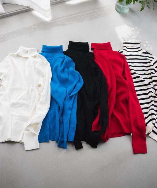 WEGO（ウィゴー）の「WEGO/タートルネックニット（ニット/セーター・レディース・ブラック/ホワイト系その他5/ブルー/ホワイト/レッド・MEDIUM/SMALL）」の12枚目の写真