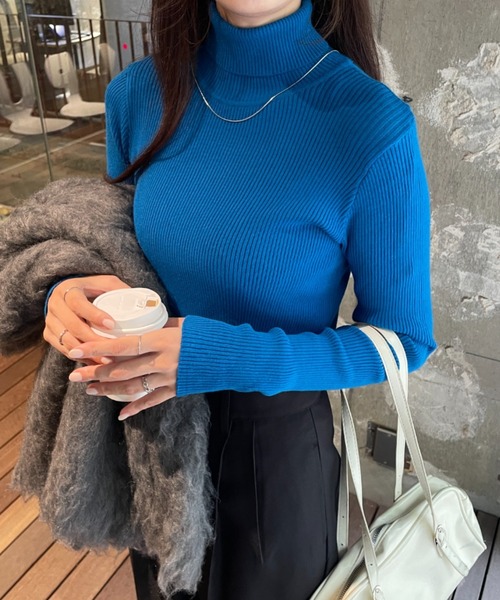 WEGO（ウィゴー）の「WEGO/タートルネックニット（ニット/セーター・レディース・ブラック/ホワイト系その他5/ブルー/ホワイト/レッド・MEDIUM/SMALL）」の7枚目の写真