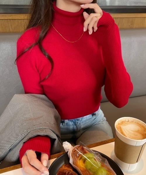 WEGO（ウィゴー）の「WEGO/タートルネックニット（ニット/セーター・レディース・ブラック/ホワイト系その他5/ブルー/ホワイト/レッド・MEDIUM/SMALL）」の8枚目の写真