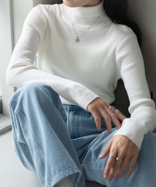 WEGO（ウィゴー）の「WEGO/タートルネックニット（ニット/セーター・レディース・ブラック/ホワイト系その他5/ブルー/ホワイト/レッド・MEDIUM/SMALL）」の9枚目の写真