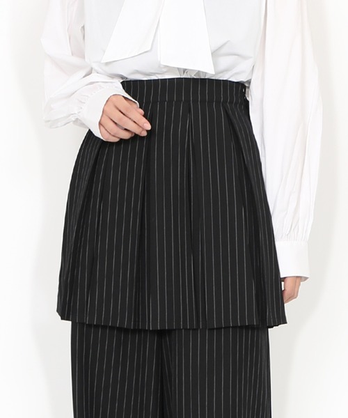 【日本未入荷】ストライプコットン プリーツミニスカート ピンストライプボックスプリーツミニスカート（スカート