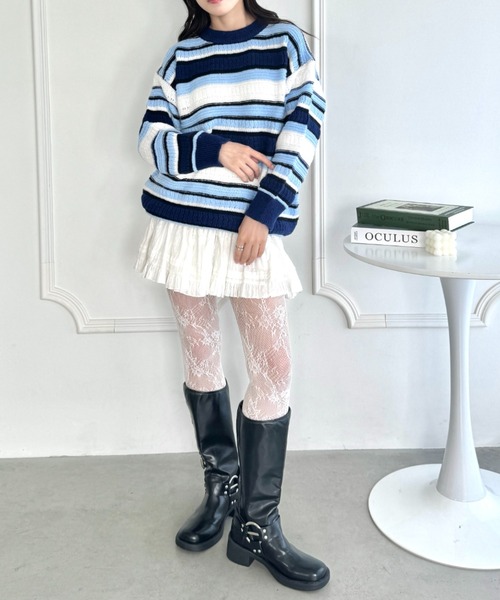 STELLA McCARTNEY マルチボーダートップス シルク混コットン 楽天市場】マルチボーダー ニット（レディースファッション）の通販