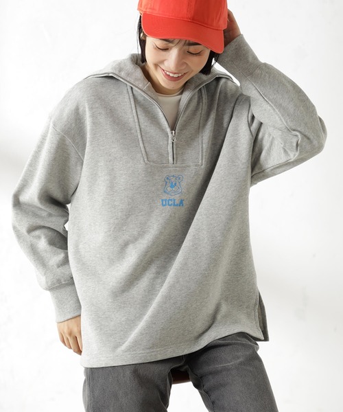FOUND GOOD(ファウンドグッド)の「UCLAハーフZIPウラケ(スウェット・レディース・グレー系5/アイボリー/ネイビー・M/L)」の2枚目の写真