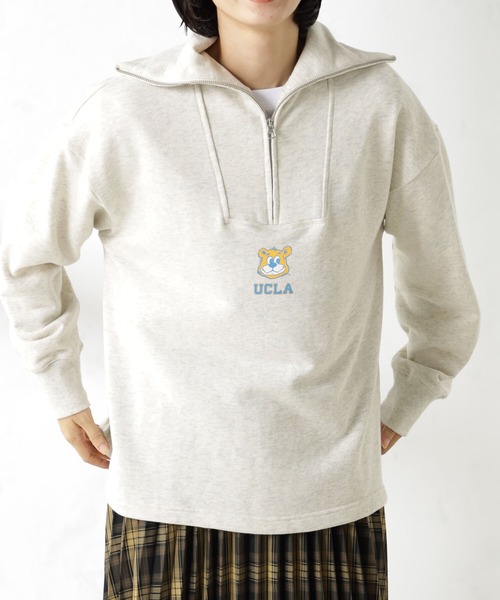 FOUND GOOD(ファウンドグッド)の「UCLAハーフZIPウラケ(スウェット・レディース・グレー系5/アイボリー/ネイビー・M/L)」の1枚目の写真