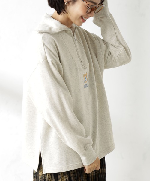 FOUND GOOD(ファウンドグッド)の「UCLAハーフZIPウラケ(スウェット・レディース・グレー系5/アイボリー/ネイビー・M/L)」の8枚目の写真