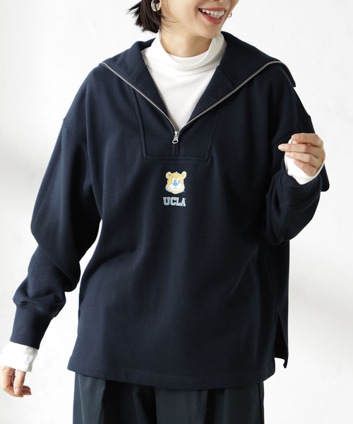 FOUND GOOD(ファウンドグッド)の「UCLAハーフZIPウラケ(スウェット・レディース・グレー系5/アイボリー/ネイビー・M/L)」の12枚目の写真