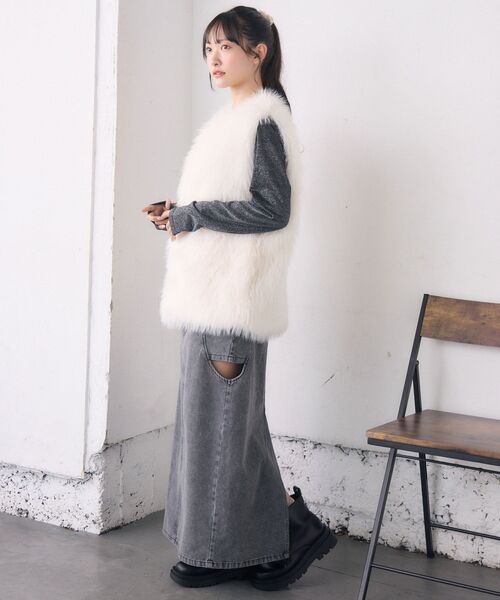 RETRO GIRL（レトロガール）の「Fファーベスト（ベスト・レディース・ブラウン/ライトグレー/ナチュラル・FREE）」の7枚目の写真