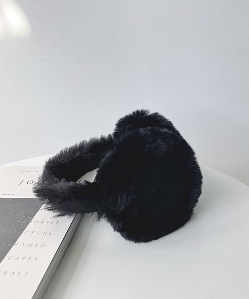 AS KNOW AS plus（アズノゥアズプラス）の「◇折りたたみ式ムートン風イヤーマフ（イヤーマフ・レディース・ベージュ/ブラック・FREE）」の9枚目の写真