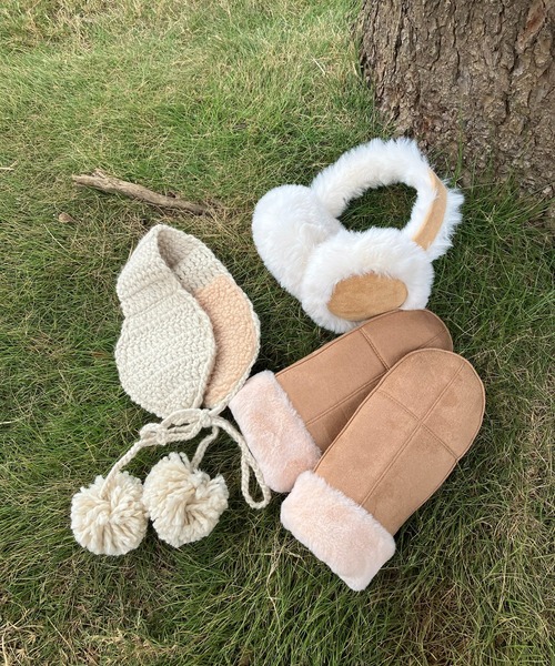 AS KNOW AS plus（アズノゥアズプラス）の「◇折りたたみ式ムートン風イヤーマフ（イヤーマフ・レディース・ベージュ/ブラック・FREE）」の20枚目の写真