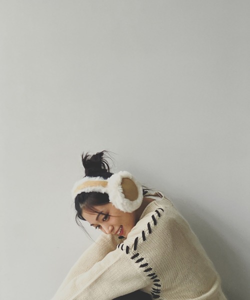 AS KNOW AS plus（アズノゥアズプラス）の「◇折りたたみ式ムートン風イヤーマフ（イヤーマフ・レディース・ベージュ/ブラック・FREE）」の21枚目の写真