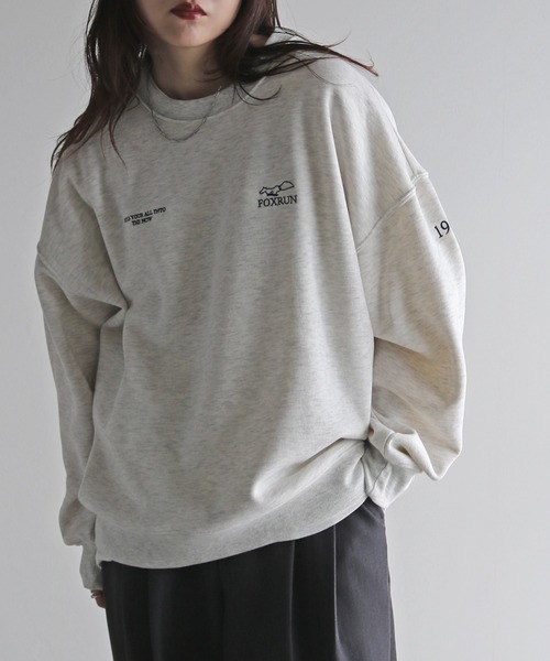 COURO（コウロ）の「【FOXRUN/フォックスラン】 別注 3ポイント刺繍ルーズシルエットスウェット（スウェット・レディース・グレー/ブラック/ホワイト/ネイビー/ブラック系/グレー系/チャコール/オートミール・M/L/XL）」の8枚目の写真
