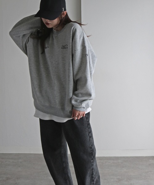 COURO（コウロ）の「【FOXRUN/フォックスラン】 別注 3ポイント刺繍ルーズシルエットスウェット（スウェット・レディース・グレー/ブラック/ホワイト/ネイビー/ブラック系/グレー系/チャコール/オートミール・M/L/XL）」の18枚目の写真