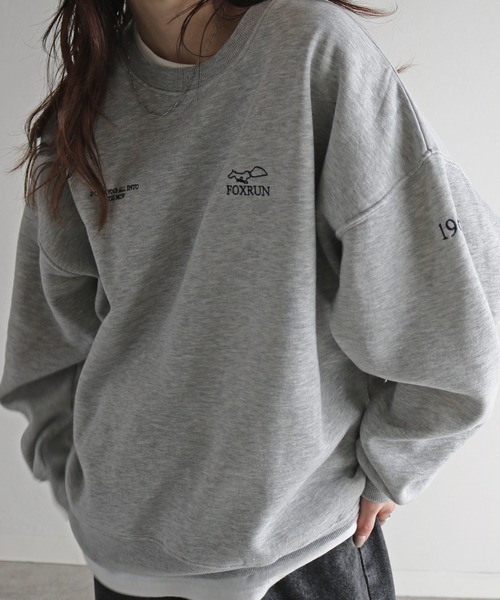 COURO（コウロ）の「【FOXRUN/フォックスラン】 別注 3ポイント刺繍ルーズシルエットスウェット（スウェット・レディース・グレー/ブラック/ホワイト/ネイビー/ブラック系/グレー系/チャコール/オートミール・M/L/XL）」の19枚目の写真