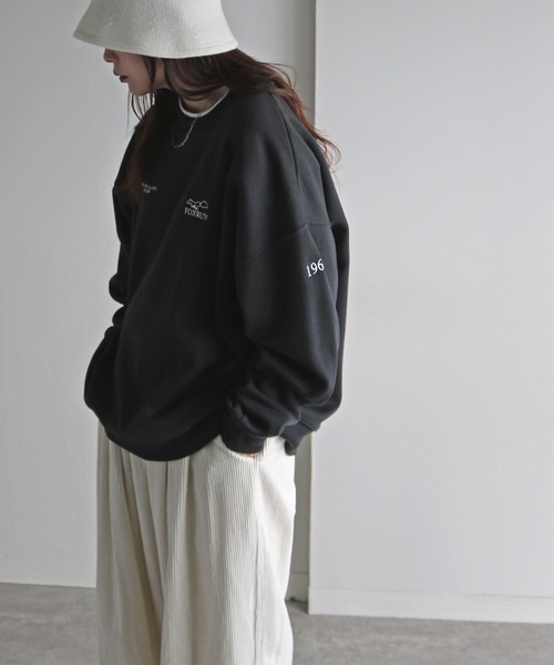 COURO（コウロ）の「【FOXRUN/フォックスラン】 別注 3ポイント刺繍ルーズシルエットスウェット（スウェット・レディース・グレー/ブラック/ホワイト/ネイビー/ブラック系/グレー系/チャコール/オートミール・M/L/XL）」の13枚目の写真