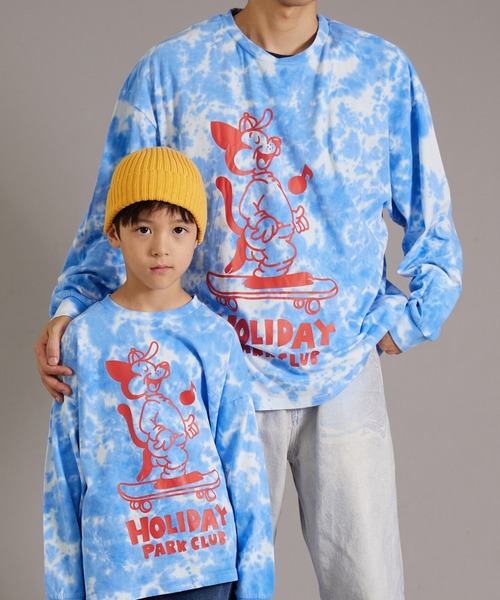 PAIRMANON STREET(ペアマノンストリート)の「【PAIRMANON STREET】【リンクコーデ】タイダイ プリント ロンT 長袖 Tシャツ(Tシャツ/カットソー・メンズ・オフホワイト/ブルー/ブラック・FREE)」の1枚目の写真