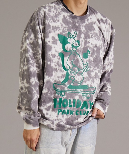 PAIRMANON STREET(ペアマノンストリート)の「【PAIRMANON STREET】【リンクコーデ】タイダイ プリント ロンT 長袖 Tシャツ(Tシャツ/カットソー・メンズ・オフホワイト/ブルー/ブラック・FREE)」の6枚目の写真