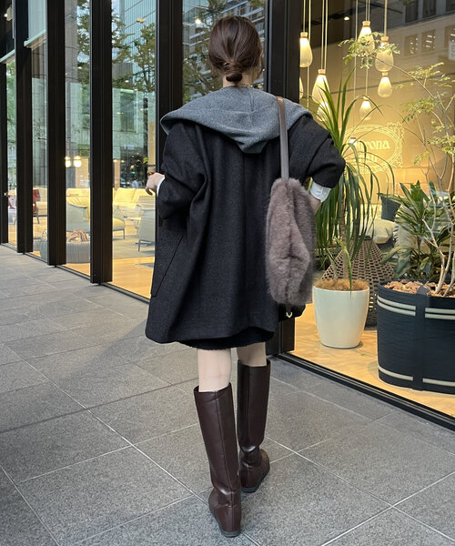 DouDou(ドゥドゥ)の「【WEB限定】トッパーガウンジャケット(その他アウター・レディース・グレー/チャコールグレー/アイボリー・FREE)」の8枚目の写真