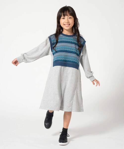COMME CA ISM（コムサイズム）の「フェアアイルワンピース（ワンピース・キッズ・グレー系その他/ブラック系その他・100cm/110cm/120cm/130cm/140cm/150cm）」の3枚目の写真