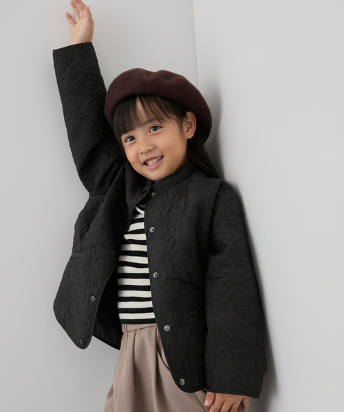 ROPE' PICNIC（ロペピクニック）の「【KIDS】フラワー柄キルティングブルゾン/リンクコーデ/WEB限定サイズ:110cm（ブルゾン・キッズ・ブラック/オフホワイト・110/120/130/140/150）」の6枚目の写真