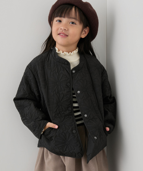 ROPE' PICNIC（ロペピクニック）の「【KIDS】フラワー柄キルティングブルゾン/リンクコーデ/WEB限定サイズ:110cm（ブルゾン・キッズ・ブラック/オフホワイト・110/120/130/140/150）」の8枚目の写真