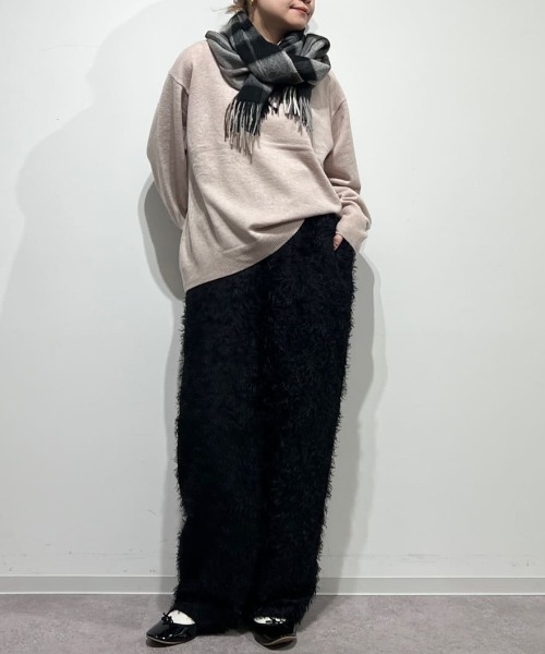 human woman（ヒューマンウーマン）の「◆カットジャカードイージーパンツ（その他パンツ・レディース・ホワイト系その他/ブラック・MEDIUM）」の4枚目の写真
