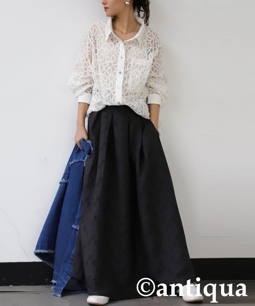 キルトタックフレアスカート（スカート）｜antiqua（アンティカ）