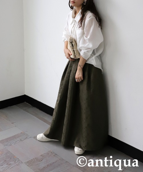 antiqua(アンティカ)の「キルトタックフレアスカート(スカート・レディース・カーキ/ブラック・S/M)」の17枚目の写真