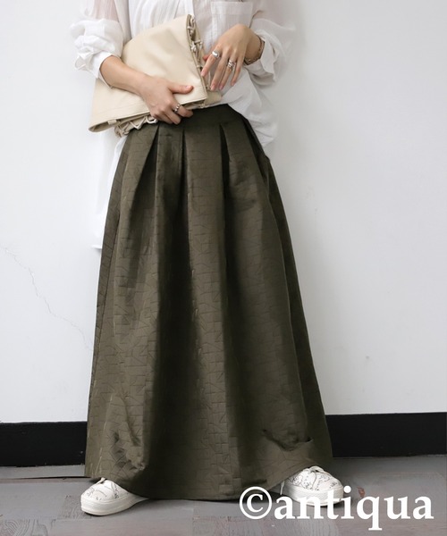 antiqua(アンティカ)の「キルトタックフレアスカート(スカート・レディース・カーキ/ブラック・S/M)」の14枚目の写真