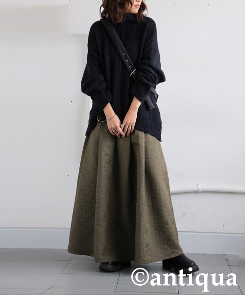 antiqua(アンティカ)の「キルトタックフレアスカート(スカート・レディース・カーキ/ブラック・S/M)」の15枚目の写真