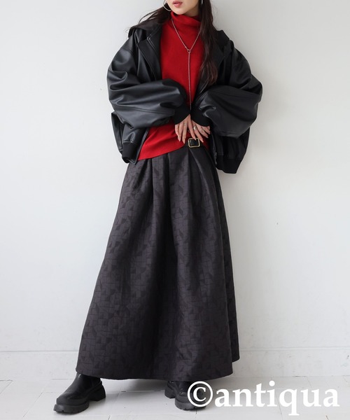 antiqua(アンティカ)の「キルトタックフレアスカート(スカート・レディース・カーキ/ブラック・S/M)」の22枚目の写真