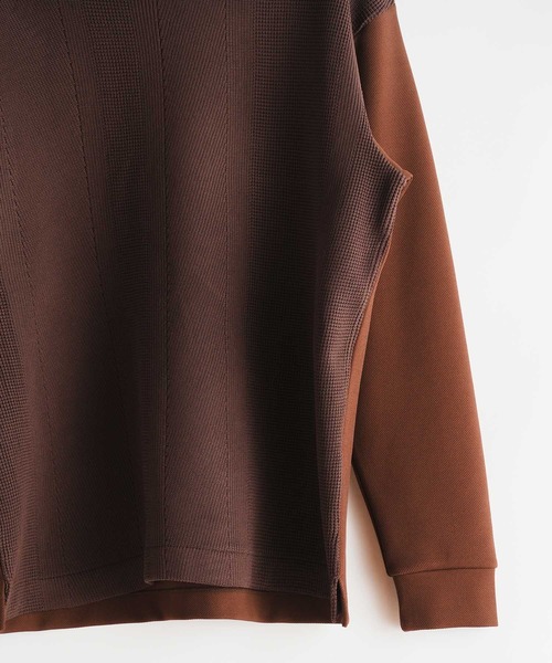 UNION STATION(ユニオンステーション)の「ポリエステルニット×ポンチスウェット プルオーバー(スウェット・メンズ・ブラウン/ライトブルー/ホワイト/ネイビー系・LL/L/M)」の9枚目の写真