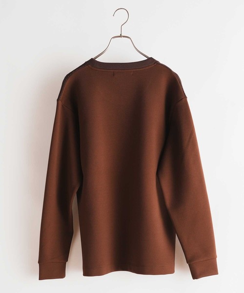 UNION STATION(ユニオンステーション)の「ポリエステルニット×ポンチスウェット プルオーバー(スウェット・メンズ・ブラウン/ライトブルー/ホワイト/ネイビー系・LL/L/M)」の10枚目の写真