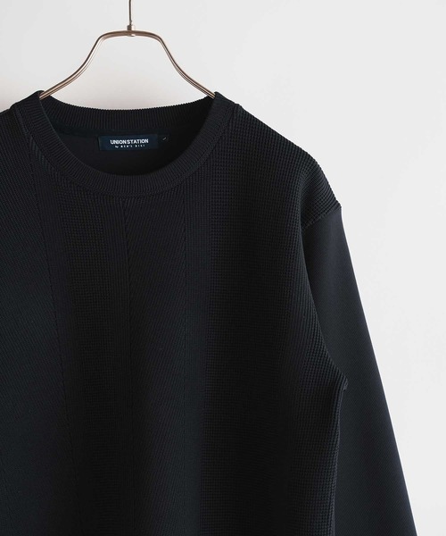 UNION STATION(ユニオンステーション)の「ポリエステルニット×ポンチスウェット プルオーバー(スウェット・メンズ・ブラウン/ライトブルー/ホワイト/ネイビー系・LL/L/M)」の14枚目の写真