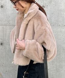 y/m | フェイクファースタンドZIPショートコート(ブルゾン)