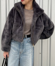 y/m | フェイクファースタンドZIPショートコート(ブルゾン)