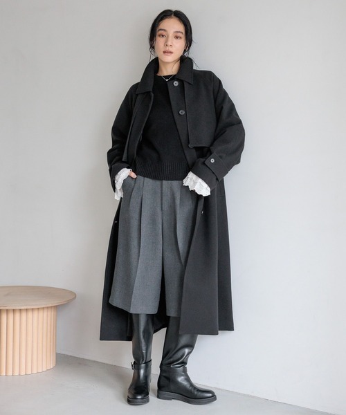 セール】ウールライクヨークコート 243729（ステンカラーコート