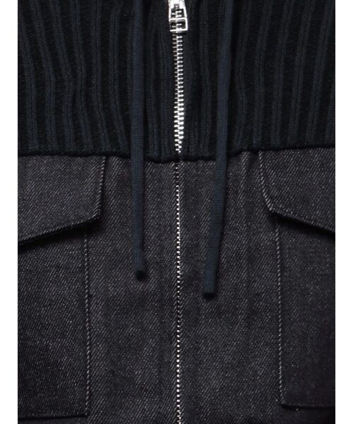 EMODA（エモダ）の「ドッキングポケットニットパーカー（ニット/セーター・レディース・ネイビー/ブラック/カーキ・FREE）」の4枚目の写真