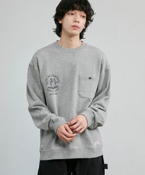 SMITH'S（スミス）の「SMITH’S（スミス）別注プリントポケットスウェット（スウェット・メンズ・グレー/ナチュラル/ダークグリーン・S/M/L/XL）」の2枚目の写真