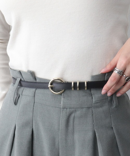 Three Four Time(スリーフォータイム)の「牛革スライドベルト(ベルト・レディース・ブラック・FREE)」の1枚目の写真