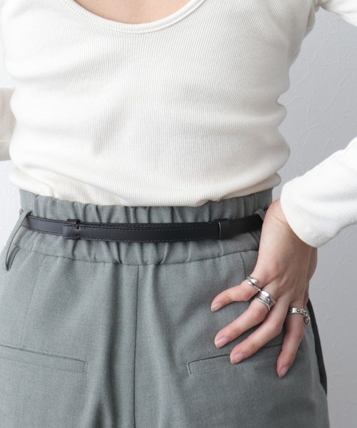 Three Four Time(スリーフォータイム)の「牛革スライドベルト(ベルト・レディース・ブラック・FREE)」の2枚目の写真