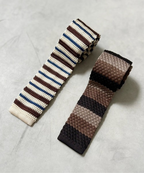 Port（ポート）の「【 IMARI / イマリ 】 ボーダー ニット ネクタイ #_（ネクタイ・レディース・ブラウン/レッド/ブラック/グレー/ブルー/アイボリー・FREE）」の5枚目の写真