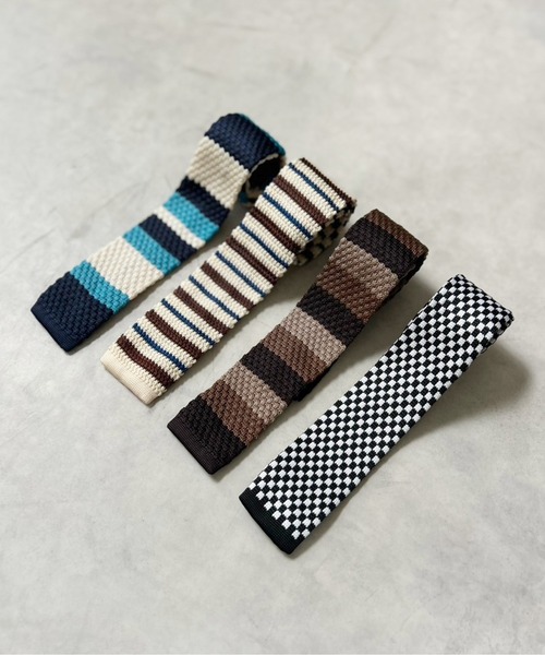 Port（ポート）の「【 IMARI / イマリ 】 ボーダー ニット ネクタイ #_（ネクタイ・レディース・ブラウン/レッド/ブラック/グレー/ブルー/アイボリー・FREE）」の6枚目の写真