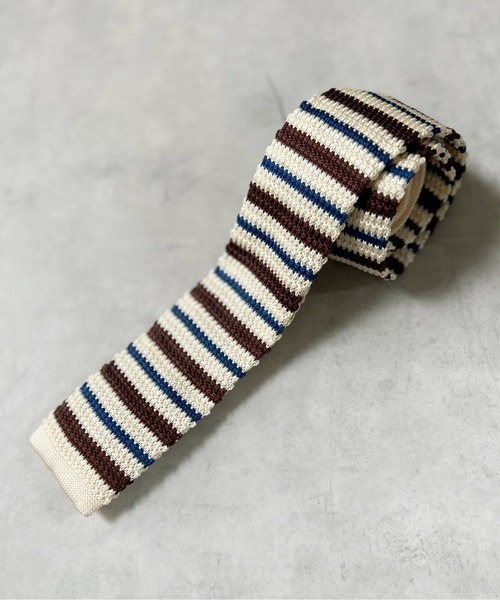 Port（ポート）の「【 IMARI / イマリ 】 ボーダー ニット ネクタイ #_（ネクタイ・レディース・ブラウン/レッド/ブラック/グレー/ブルー/アイボリー・FREE）」の2枚目の写真