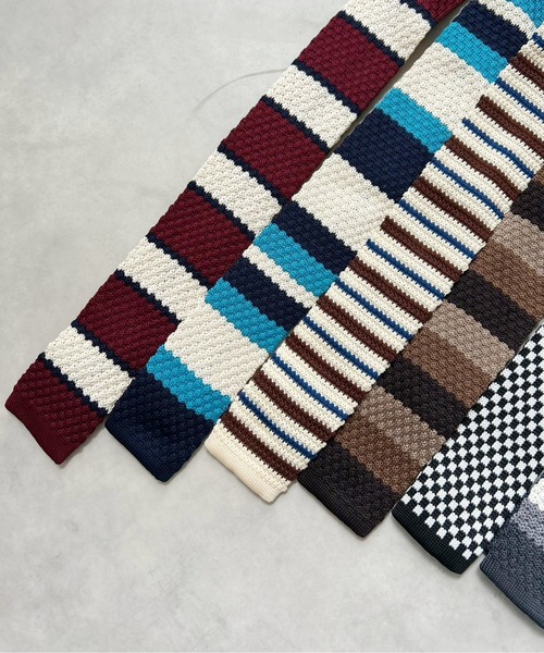 Port（ポート）の「【 IMARI / イマリ 】 ボーダー ニット ネクタイ #_（ネクタイ・レディース・ブラウン/レッド/ブラック/グレー/ブルー/アイボリー・FREE）」の7枚目の写真