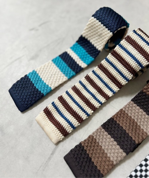 Port（ポート）の「【 IMARI / イマリ 】 ボーダー ニット ネクタイ #_（ネクタイ・レディース・ブラウン/レッド/ブラック/グレー/ブルー/アイボリー・FREE）」の8枚目の写真